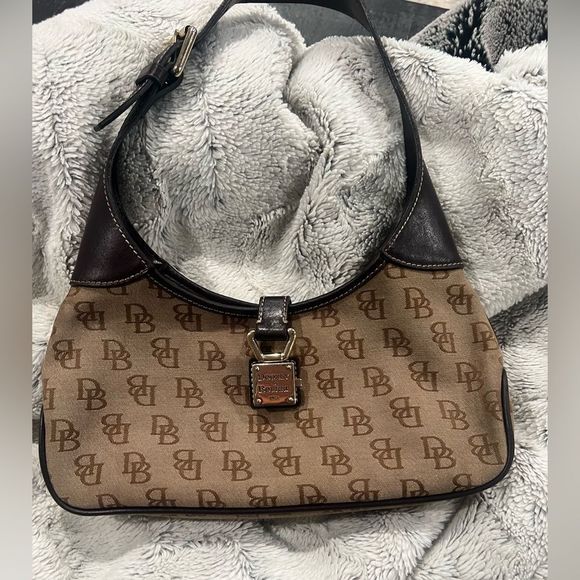Vintage Dooney & Burke Satchel Like New Inside and Out Brown and Beige Key Strap - Picture 1 of 17